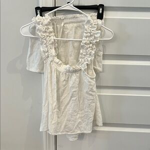 Lulu's White Ruffled Blouse